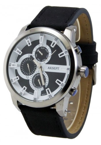 1144-2  Мъжки часовник  AKSEPT с кожена каишка